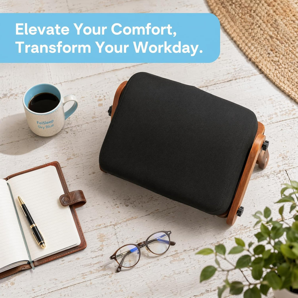 FleiSleep V-Shaped Under Desk Foot Rest Stool, Ergonomic Soft Cushioned Footrest for Office, Gaming & Home Working