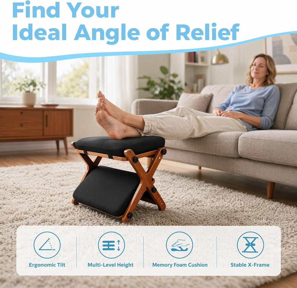 FleiSleep X-Shaped Under Desk Foot Rest Stool, Ergonomic Soft Cushioned Footrest for Office Desk, Home Gaming & Working
