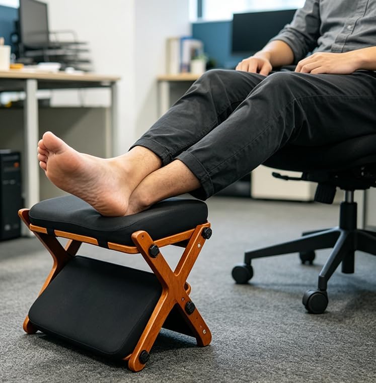 FleiSleep X-Shaped Under Desk Foot Rest Stool, Ergonomic Soft Cushioned Footrest for Office Desk, Home Gaming & Working
