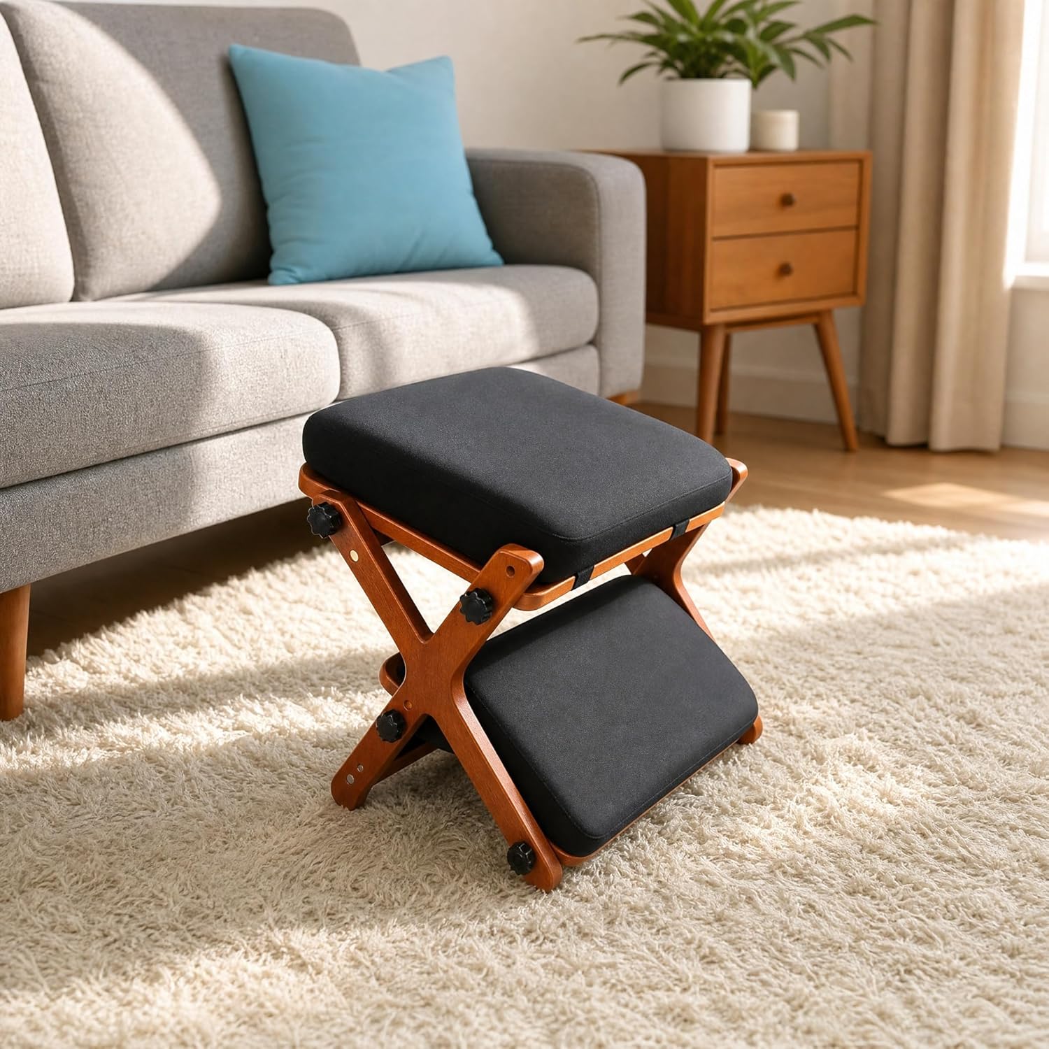 FleiSleep X-Shaped Under Desk Foot Rest Stool, Ergonomic Soft Cushioned Footrest for Office Desk, Home Gaming & Working