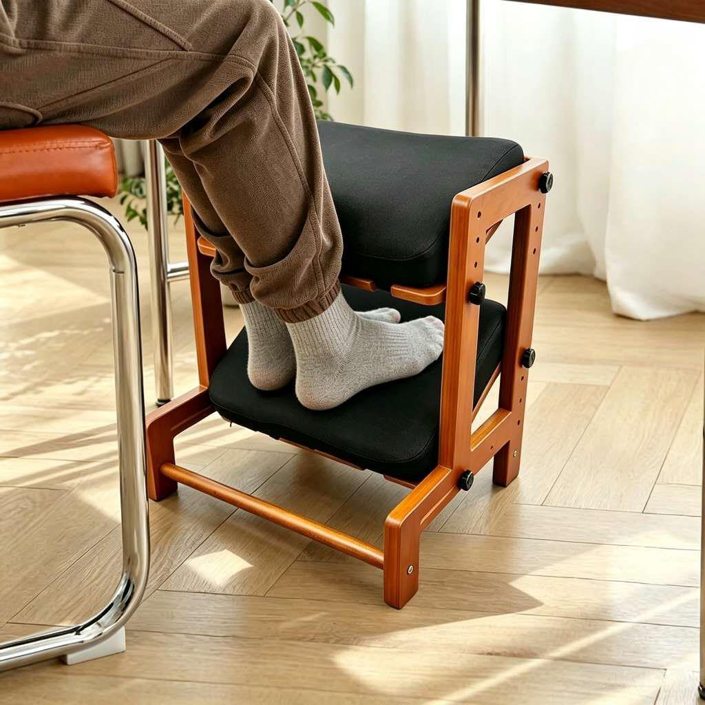 H-Shaped Under Desk Foot Rest Stool with Soft Cushion, Ergonomic Office Footrest for Home & Gaming