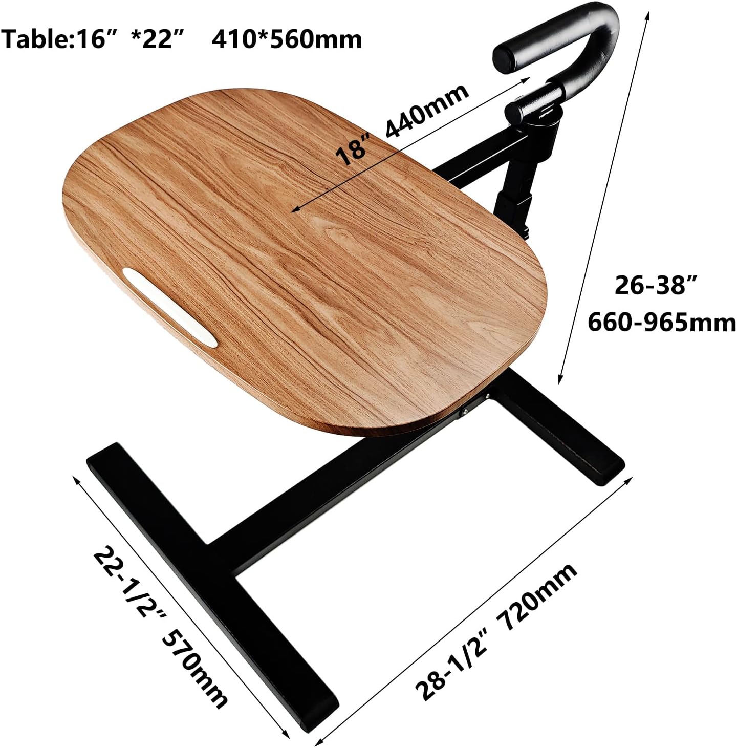 360° Rotating Height Adjustable Overbed Table with Safety Handle, Mobile Laptop Side Table with Cup Holder