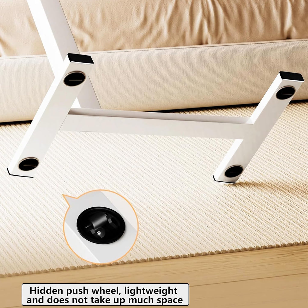 360° Rotating Height Adjustable Overbed Table with Safety Handle, Mobile Laptop Side Table with Cup Holder