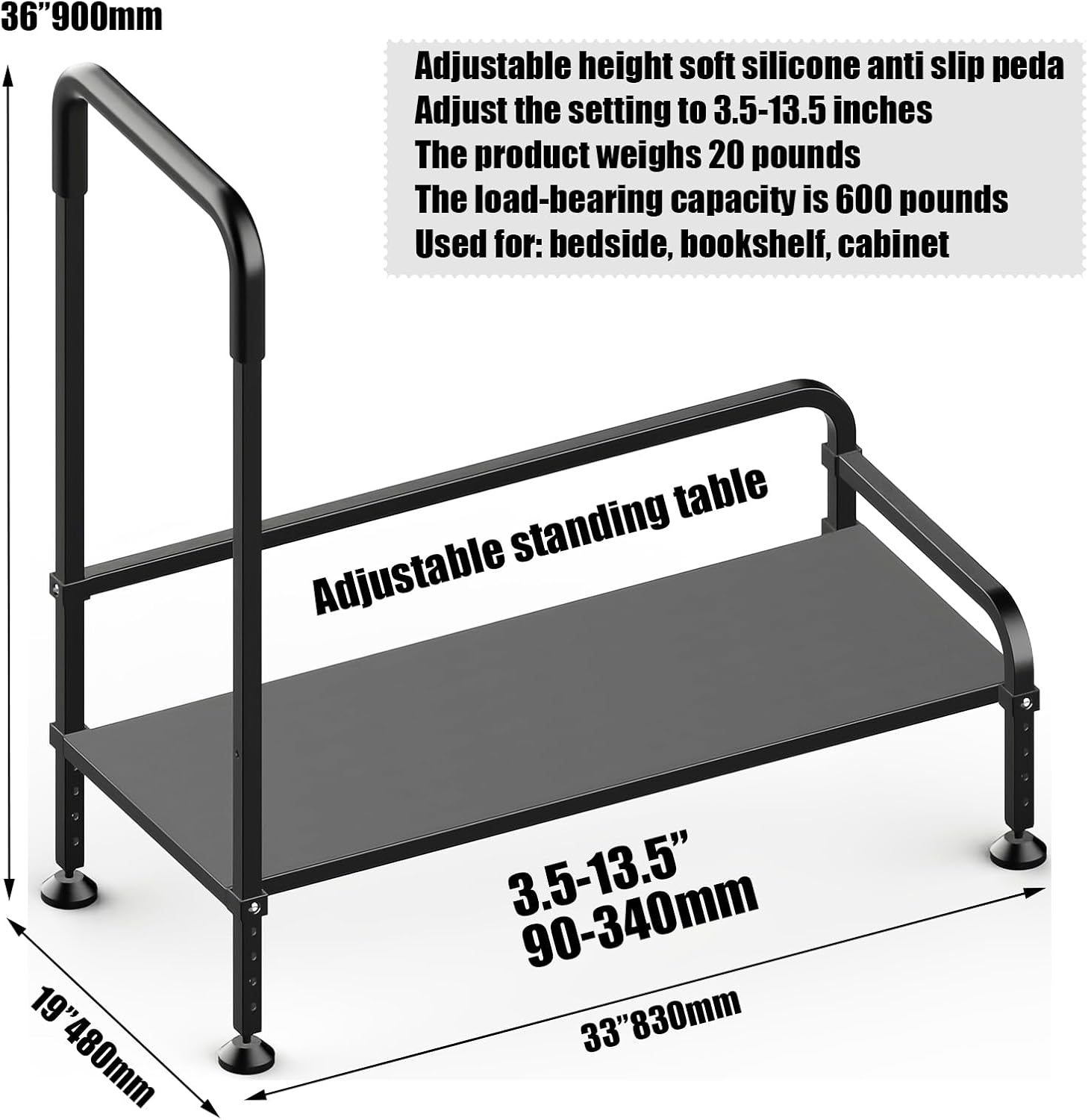 Seniors Assist Step Stool with Support Handrail, Non-Slip Platform, Height Adjustable, Multi-Purpose Household Mobility Foot Stool