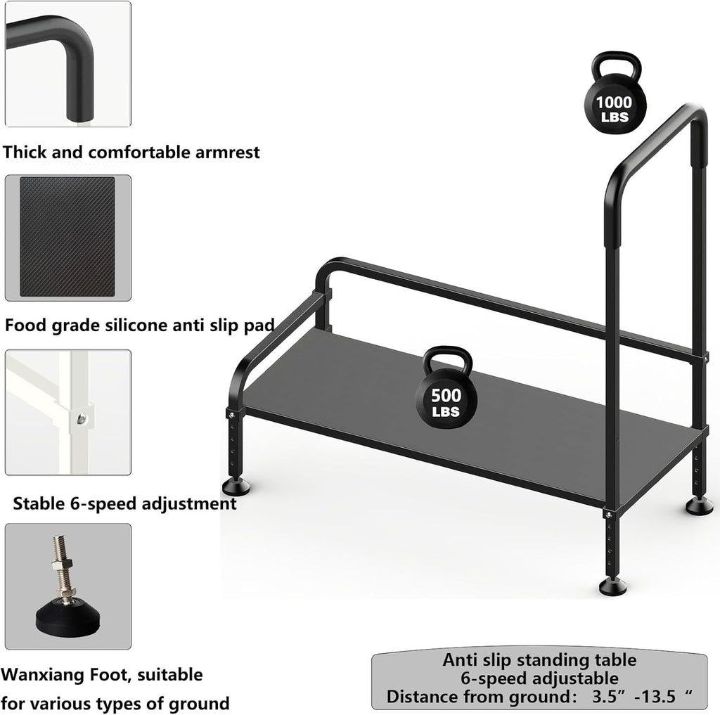 Seniors Assist Step Stool with Support Handrail, Non-Slip Platform, Height Adjustable, Multi-Purpose Household Mobility Foot Stool