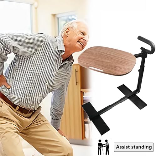 Adjustable Swivel Tray Table for Recliner, 360° Rotating TV Tray Table with Support Handle, Built-in Cup Holder & Metal Pen Holder, Height Adjustable Overbed Side Table for Seniors, Sofa, Bed, Eating, Working