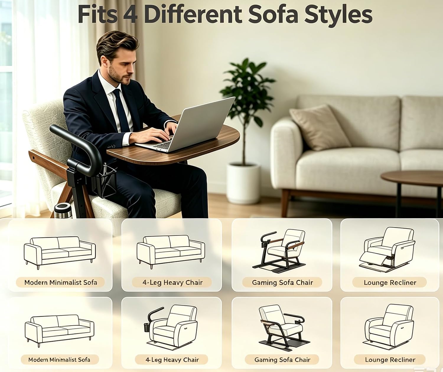 Auxiliary tray 360 ° rotating height adjustable rotating TV, computer desk, car five function auxiliary safety handle