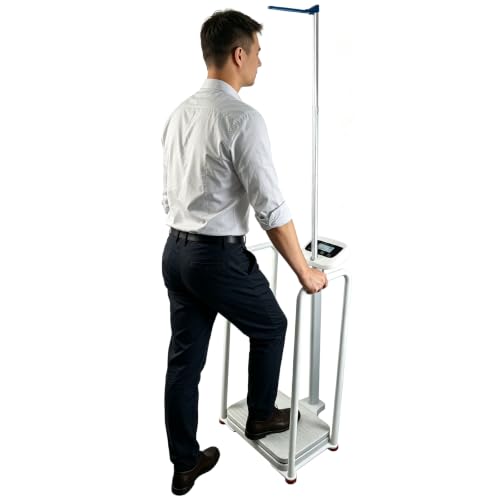 Armrest Electronic Height and Weight Scale with Height Rod, 420 LB Capacity, Digital Body Measuring Scale for Home Clinic