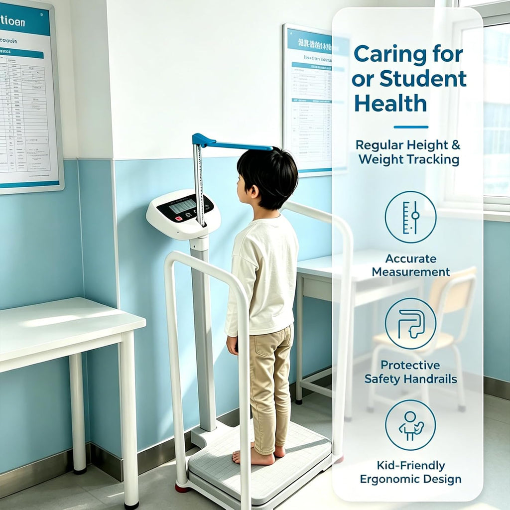 Armrest Electronic Height and Weight Scale with Height Rod, 420 LB Capacity, Digital Body Measuring Scale for Home Clinic