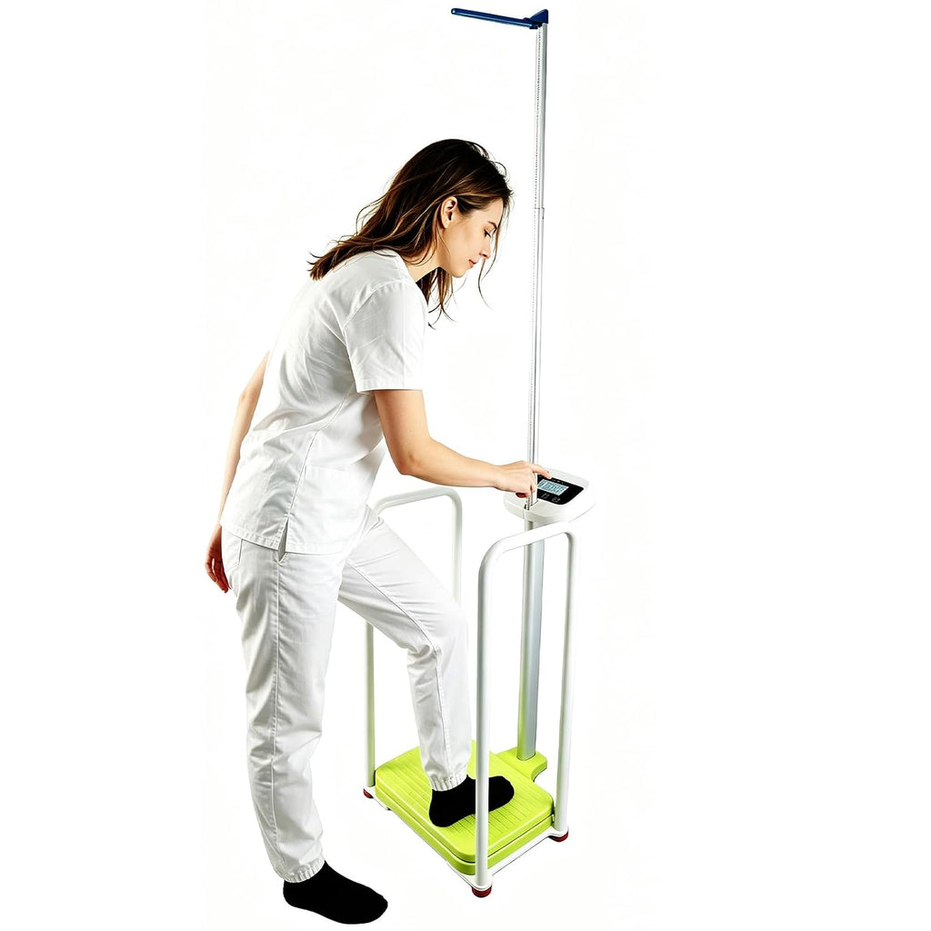 Armrest Electronic Height and Weight Scale with Height Rod, 420 LB Capacity, Digital Body Measuring Scale for Home Clinic