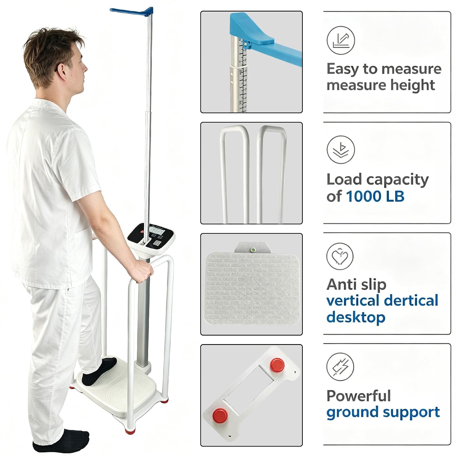 Armrest Electronic Height and Weight Scale with Height Rod, 420 LB Capacity, Digital Body Measuring Scale for Home Clinic