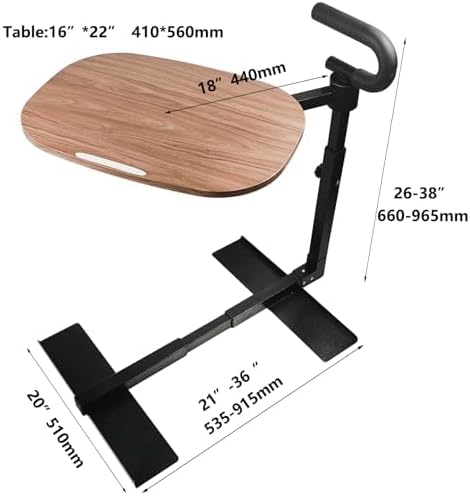 Adjustable Swivel Tray Table for Recliner, 360° Rotating TV Tray Table with Support Handle, Built-in Cup Holder & Metal Pen Holder, Height Adjustable Overbed Side Table for Seniors, Sofa, Bed, Eating, Working
