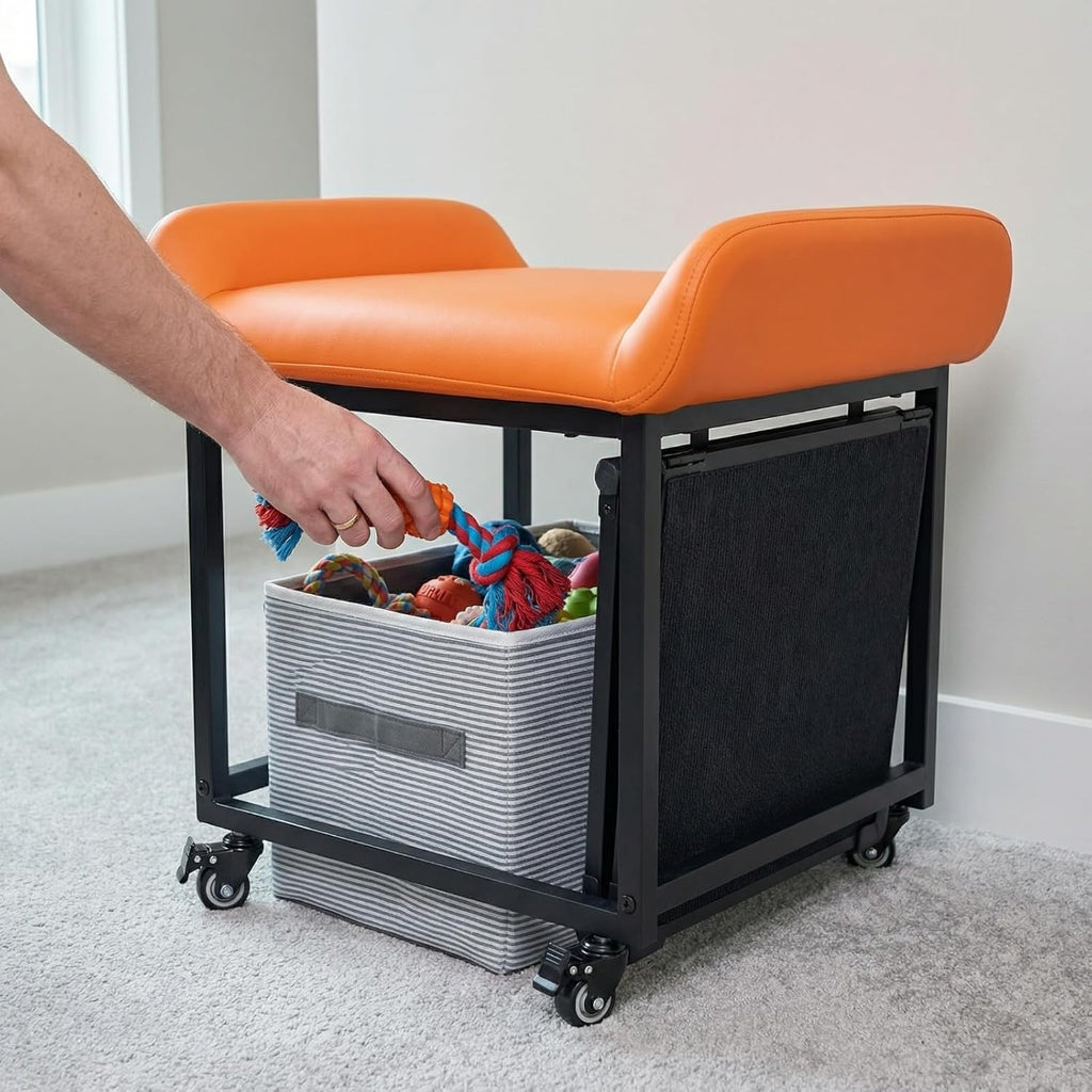 FleiSleep Anti-Slip Pet Stairs with Storage Drawers, Retractable Dog Ramp Seat for Bed & Sofa