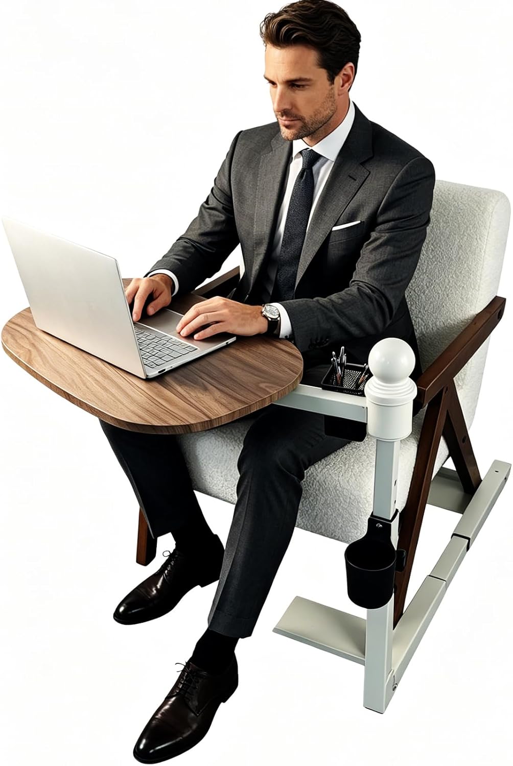 Auxiliary tray 360 ° rotating height adjustable rotating TV, computer desk, car five function auxiliary safety handle