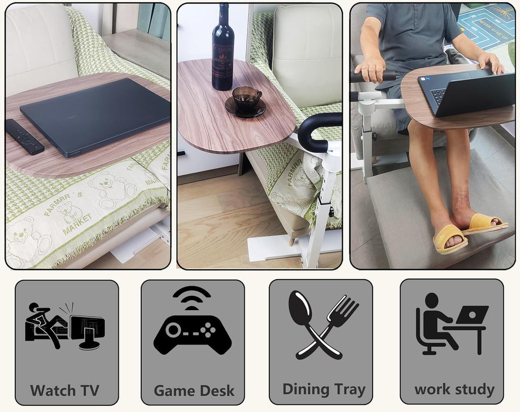Auxiliary tray 360 ° rotating height adjustable rotating TV, computer desk, car five function auxiliary safety handle