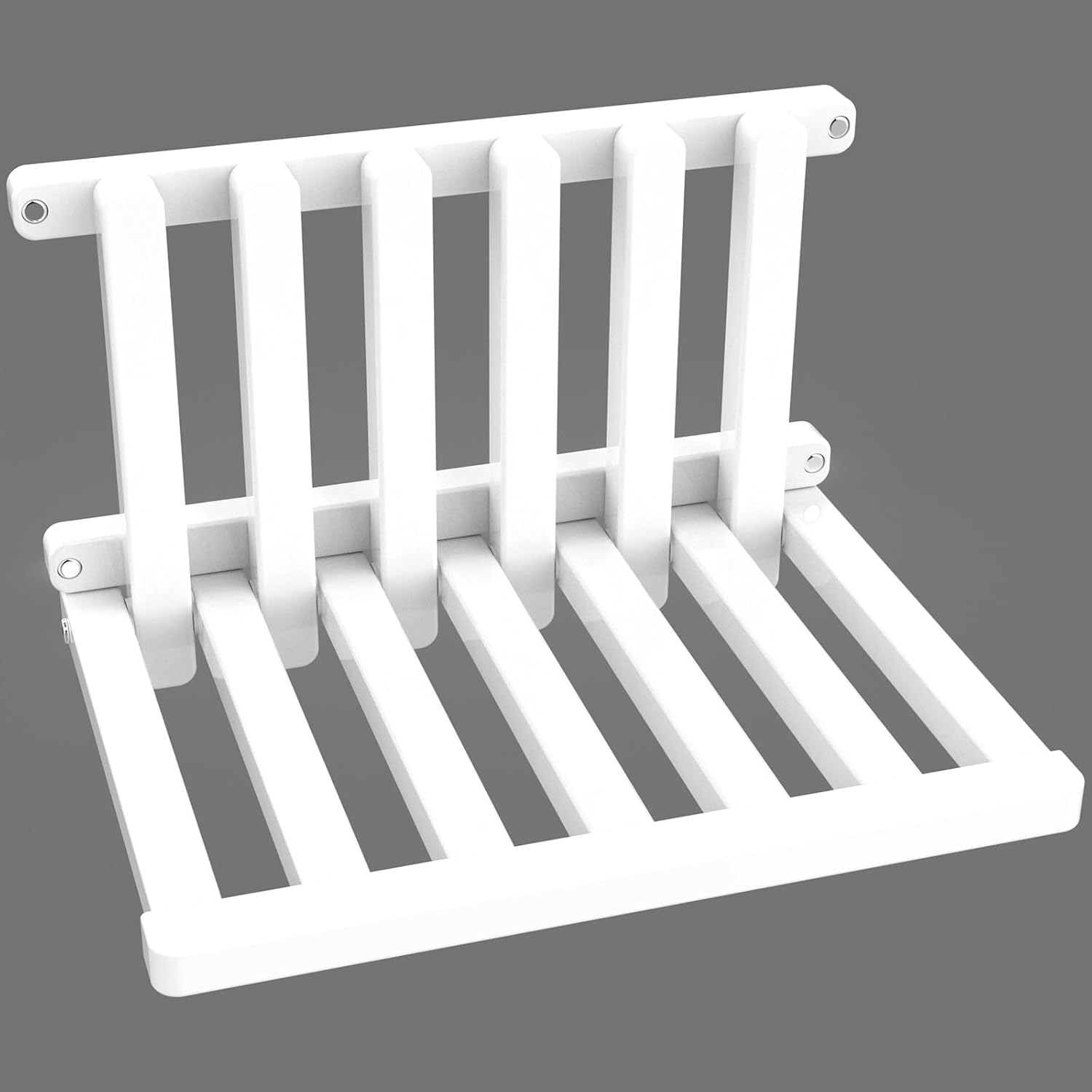 The folding stool is made of beech wood and can withstand 400 pounds. The surface is coated with Walnut paint and polished. Used for changing shoes, showering, folding bedside table