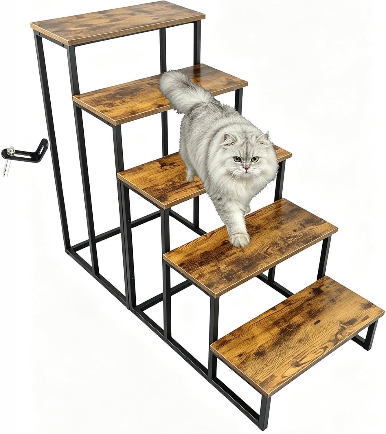 FleiSleep MDF Step Stool & Display Rack, Industrial Metal Frame Ladder Shelf, 23 x 10 Inch Tiered Stand for Retail Vendor, Market, Countertop Plant & Merchandise Display