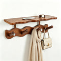 Solid Wood Walnut Paint Hanger，Wall Mounted Entrance Hanger, Used for Bathroom and Living Room, Clothes and hat Hooks